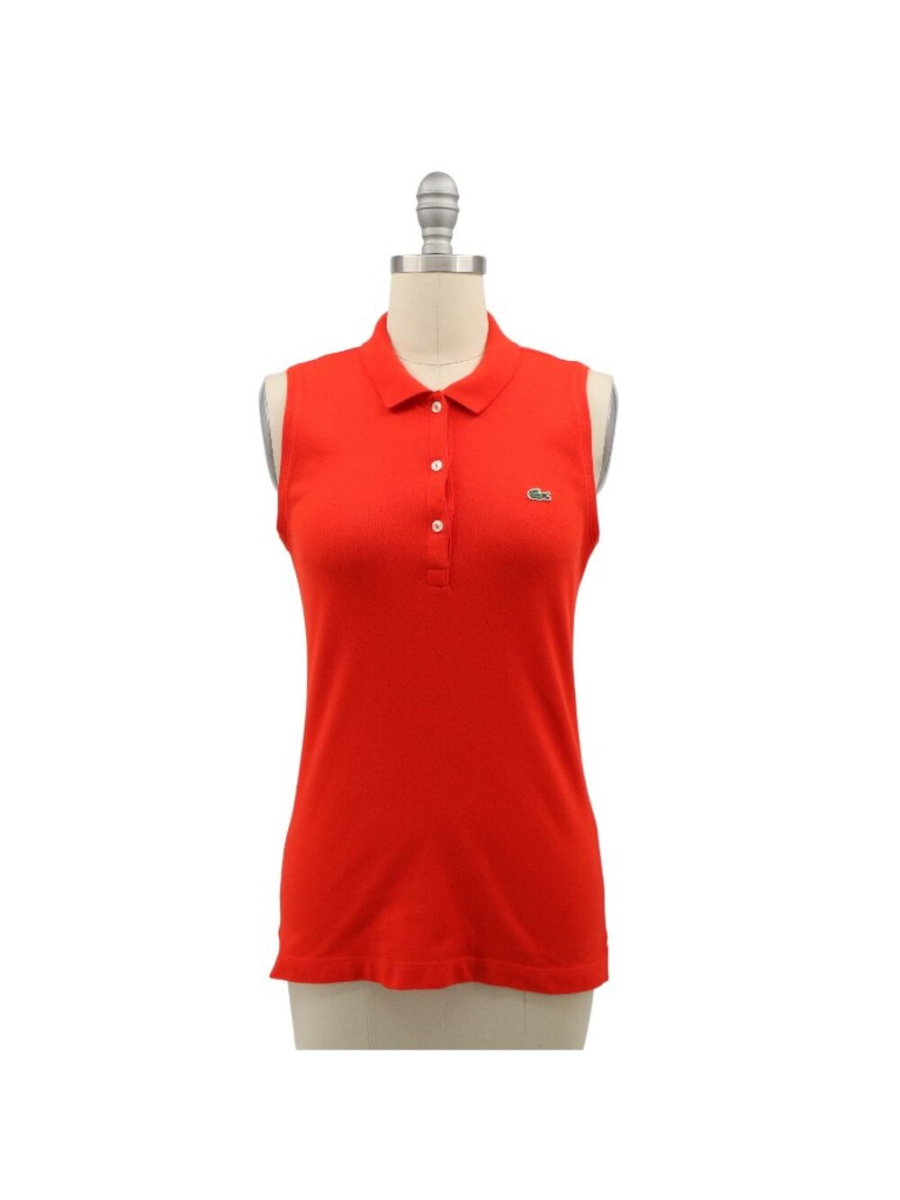 Lacoste Sleeveless Orange Red Stretch Cotton Piqué Polo Shirt Top 36 US 4